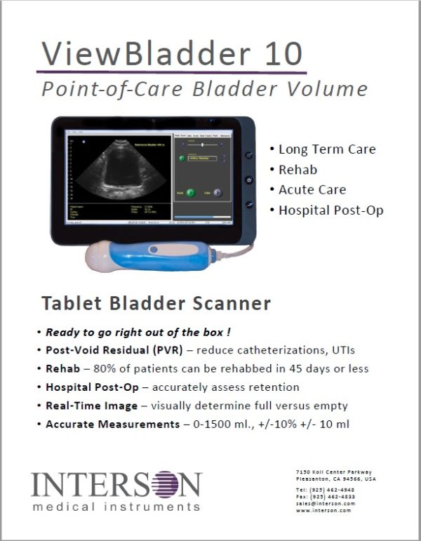 ViewBladder 10 Tablet Ultrasound Spec Sheet Interson Corporation